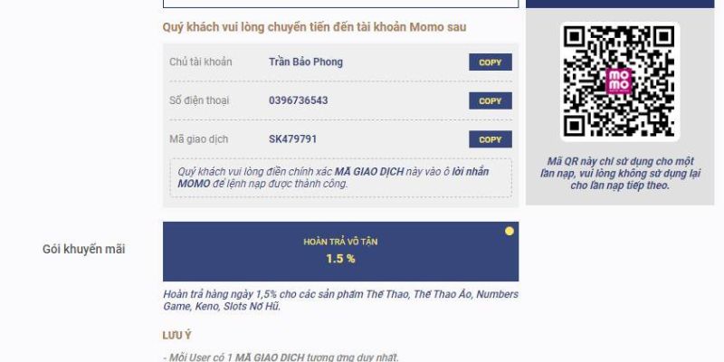 Nạp tiền thông qua ví điện tử tại nhà cái Sky88